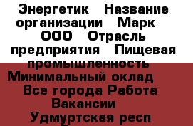 Энергетик › Название организации ­ Марк 4, ООО › Отрасль предприятия ­ Пищевая промышленность › Минимальный оклад ­ 1 - Все города Работа » Вакансии   . Удмуртская респ.,Глазов г.